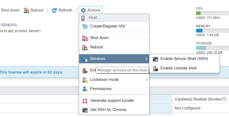 Services Screenshot